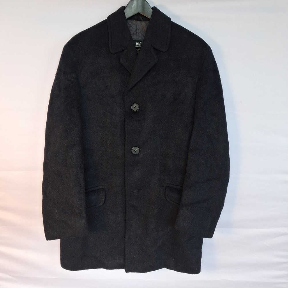 All Wool and Cashmere Loomed in England vintage single-breasted men's overcoat